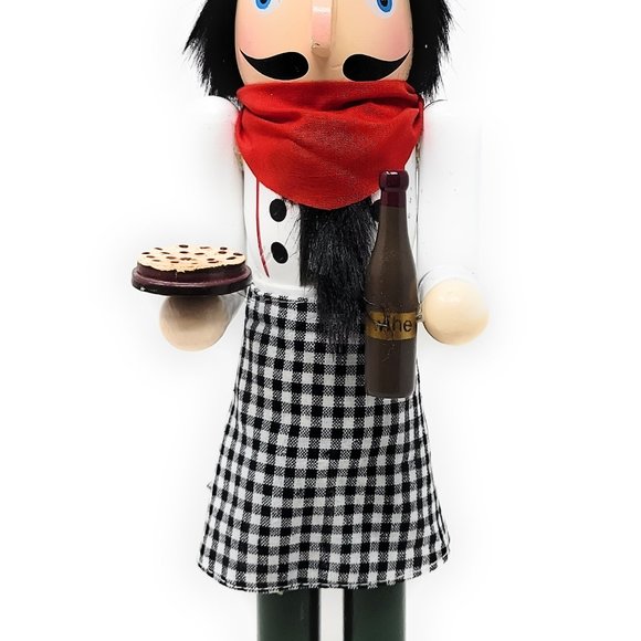 French Chef 15" Nutcracker with Wine and Pizza - Picture 3 of 3